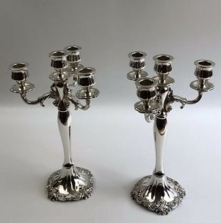 Wallace Baroque Large 4 Light Silver Plate Candelabra 712 Candle Holders 2