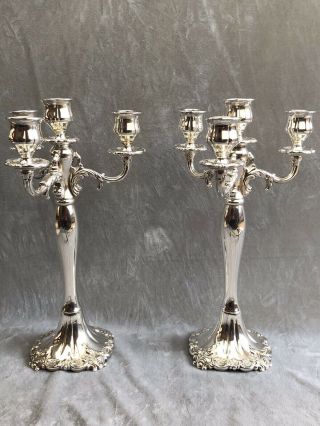 Wallace Baroque Large 4 Light Silver Plate Candelabra 712 Candle Holders 3