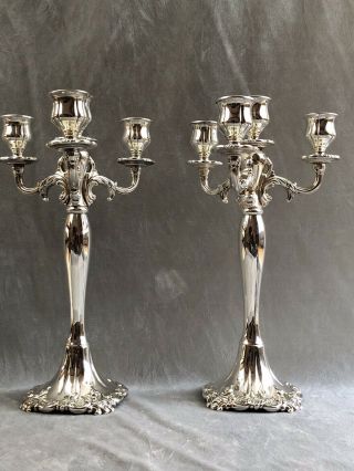 Wallace Baroque Large 4 Light Silver Plate Candelabra 712 Candle Holders 5