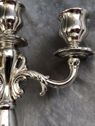 Wallace Baroque Large 4 Light Silver Plate Candelabra 712 Candle Holders 6