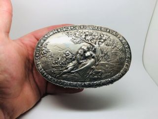 Great Victorian Etched 800 Silver Trinket Box 235.  8g