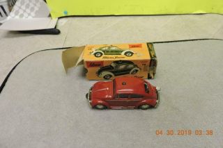 Vintage German Schuco Volkswagen Vw Beetle Wind Up Micro Racer Red 1039 W/box