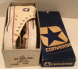 Vintage Converse Cx Pro 250 Men’s Hi White Canvas Shoes Size 9 1/2 Unworn Nos