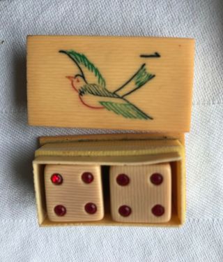 Antique Chinese Carved Bovine Bone Bamboo Mah Jong Tile Game Set Mahjong 8
