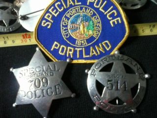Antique Portland Police Grouping Special Police Stars,  Patch