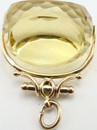 Large antique 9carat gold swivel spinner watch fob with cairngorm citrine stone. 2
