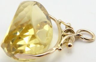 Large antique 9carat gold swivel spinner watch fob with cairngorm citrine stone. 4