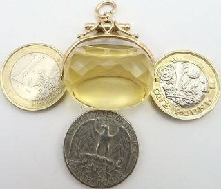 Large antique 9carat gold swivel spinner watch fob with cairngorm citrine stone. 7
