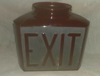 Vintage Antique Ruby Red 3 Sided Exit Sign,  Theater Art Deco