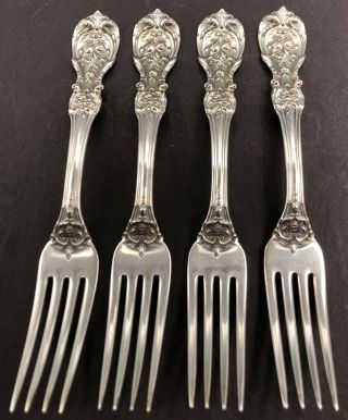 Four Reed Barton Francis I Sterling Silver Flatware Large Dinner Forks 248g