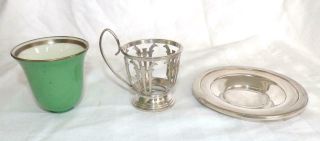 Antique Sterling Intl Silver Co 6 Demitasse Cups 6 Plates Lenox inserts liners 10