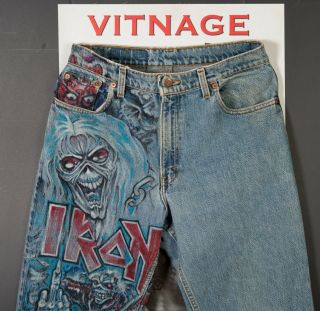 1980 ' s Levis 505 Jeans Iron Maiden Tour Denim Rock n roll Heavy Metal TST 2