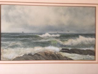 Antique Seascape Painting Listed Artist George Howell Gay Gloucester? Rough Sea 2