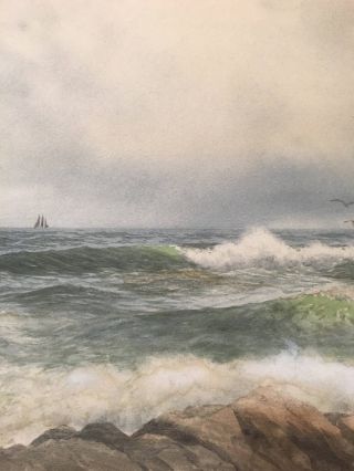 Antique Seascape Painting Listed Artist George Howell Gay Gloucester? Rough Sea 6