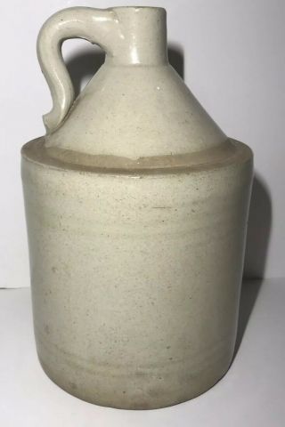 Vintage Stoneware Moonshine Whiskey Jug Gallon Size White Crock Jug With Handle
