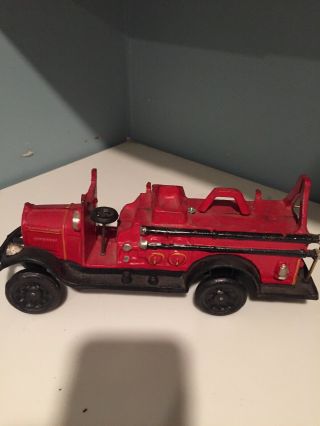 Heavy Antique Vintage Fire Truck Cast Iron W/ladder About 11 Inches Long