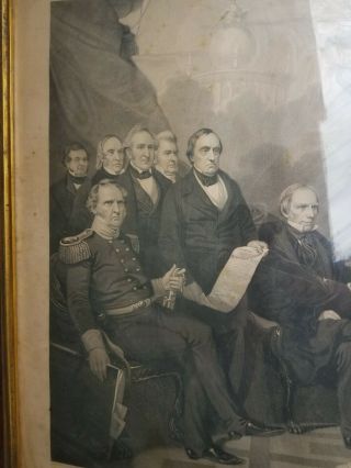 Rare pre civil war UNION 1852 large engraved print H.  S.  Sadd,  W.  Pate printed 6