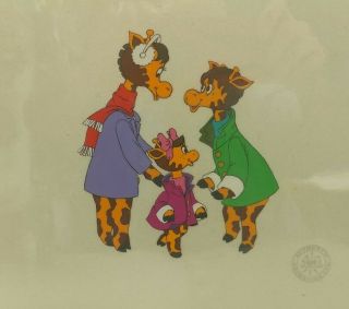 Rare Toys R Us Geoffrey The Giraffe & Family Matted & Framed Production Cel