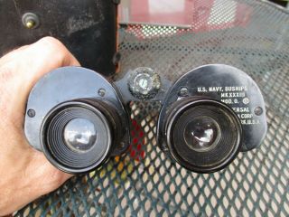 WWII 1943 USN,  US Navy Ship Binoculars & Leather Case 5
