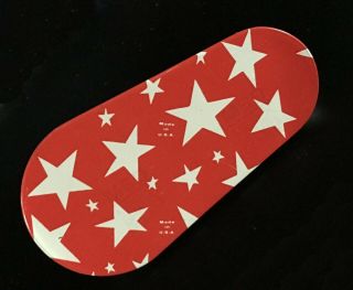 Vintage Patriotic Holiday Party Red W White Stars Tin Paddle Noise Maker Usa