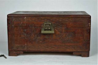 Fine Antique Chinese Hand Carved Camphor Wood Box