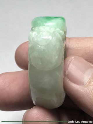 Unisex 2 Pixiu Abalone Rich Green/Tranclucent White Jadeite Jade Ring Sz:11 - 11.  5 5