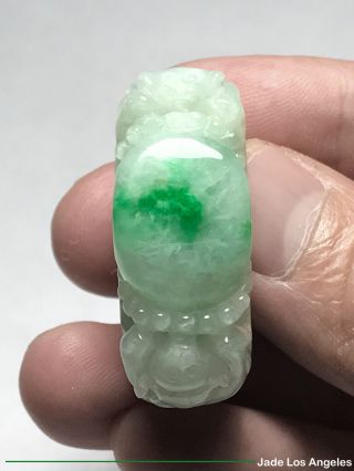 Unisex 2 Pixiu Abalone Rich Green/Tranclucent White Jadeite Jade Ring Sz:11 - 11.  5 6