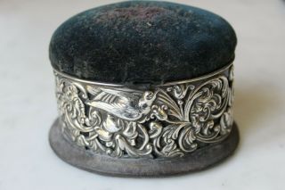 Stunning Victorian Art Nouveau Silver Hat Pin Cushion/ring Box W.  M.  Comyns 1891