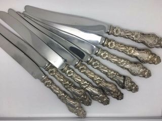 Lily By Whiting Div.  Of Gorham Set Of 8 Dinner Knives 8 3/4” Old Sterling