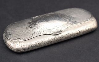 Antique Late - 19thc Hand Engraved Hallmarked Sterling Silver Eyeglasses Case
