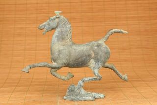Big Rare Old Bronze Hand Carving Flying Horse Figure Statue Netsuke Table Deco