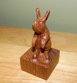 E Rother Vintage Carved Bunny Rabbit Folk Art Primitive Sculpture Wood Carving