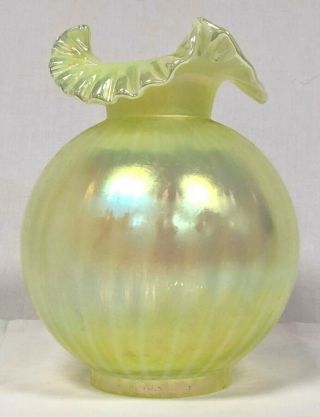 Vintage Fenton Gone With The Wind Lamp Shade Irisdescent Yellow