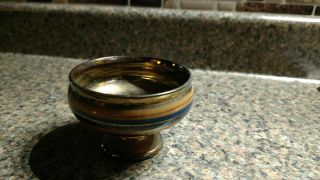 Antique Copper Lustre Luster Ware Footed Goblet Cup Bowl Pedestal Vintage Blue J