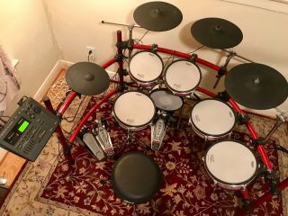 Roland V Session Electronic Drum Kit.  Rare Red.  Pre - Owned