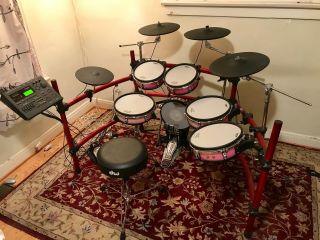 Roland V Session Electronic Drum Kit.  Rare Red.  Pre - Owned 2