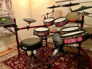 Roland V Session Electronic Drum Kit.  Rare Red.  Pre - Owned 3