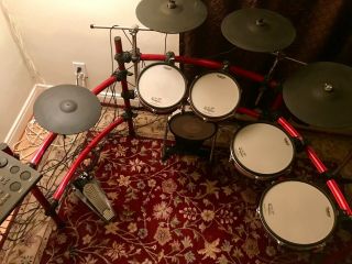 Roland V Session Electronic Drum Kit.  Rare Red.  Pre - Owned 6