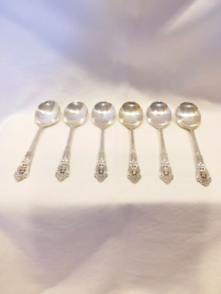 Wallace Rose Point Sterling Silver Cream Soup Spoon Set Of 6 Never Monogrammed