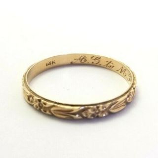 Antique Victorian Edwardian Solid 14k Gold Men’s Ring Wedding Band Ring Size 11