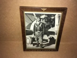 Vintage Wwii U.  S.  Air Corps Frame - Pilot Photograph