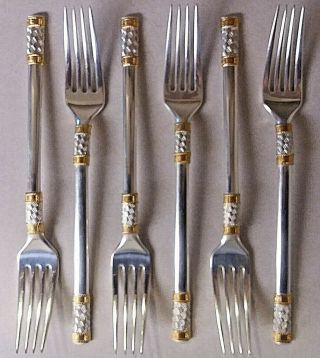 6 Wallace Golden Aegean Weave Sterling Silver Dinner Forks 350 Grams