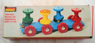 Vintage Brio Made In Sweden Spoolwagon Wooden Pull Toy Rare