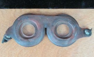 Vintage 1920s Antique Motorcycle Riders Cap/Hat & Riding Goggles Real - Glass Rare 7