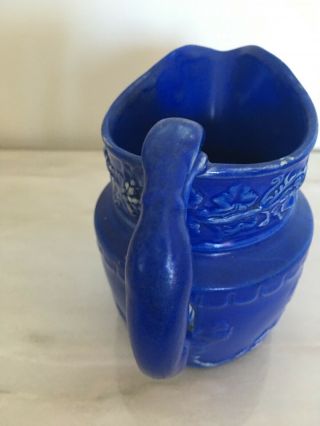 19th - Century dark - blue stoneware moulded (molded) jug with dog handle 4