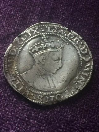 Edward Vi Base Silver Shilling Coin 1549 Arrow Rare