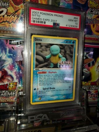 Psa 10 Ditto Squirtle Promo Games Expo 2007 Population 1 Pokemon Extremely Rare
