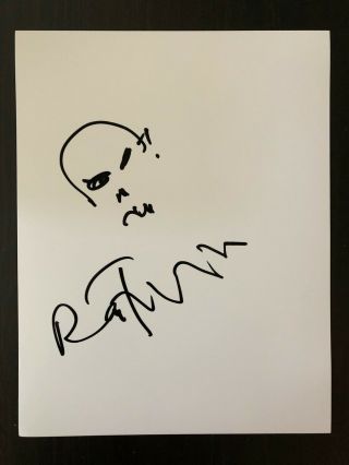 Ralph Fiennes Voldemort Hand Drawn & Signed Autographed 8.  5x11 Sketch Very Rare