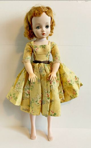 Vintage Madame Alexander 20 " Cissy Doll Blonde Yellow Taffeta Tagged Dress