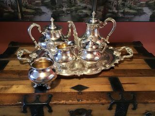 Reed & Barton Regent 5 Pc Silverplate Coffee Tea Set W/tray